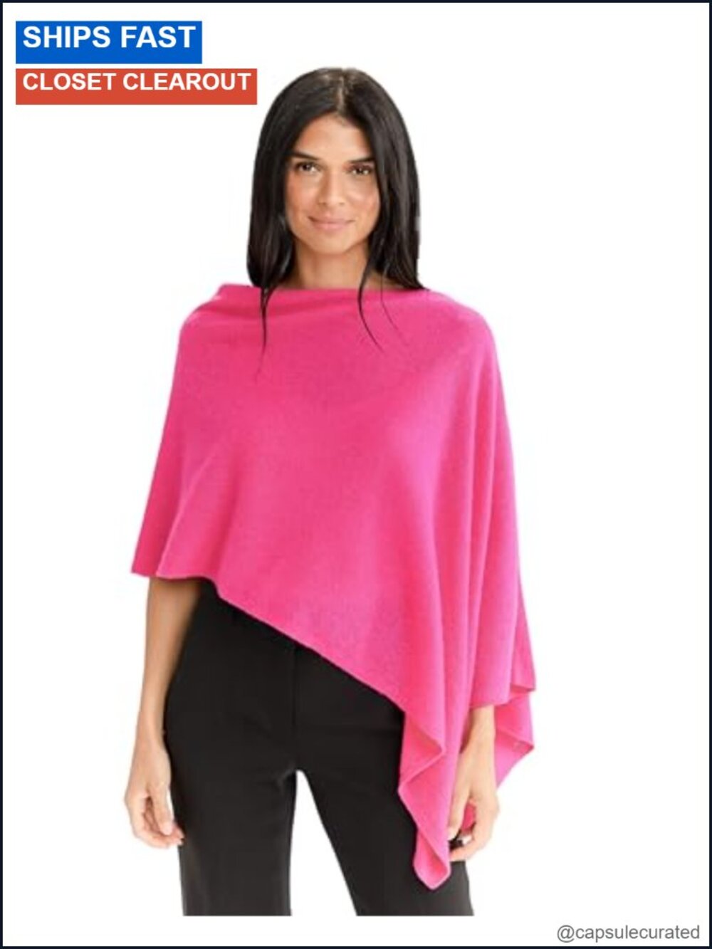100% Cashmere Poncho Wrap One Size Dress Topper